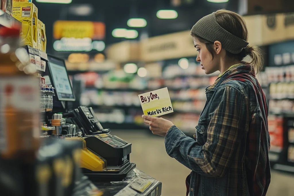 Sad customer with coupon