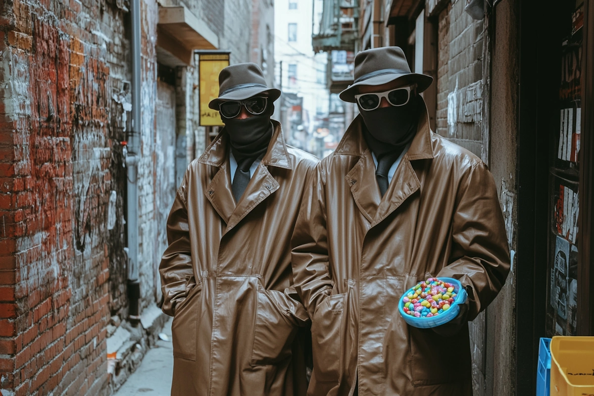 selling candy in an alley on black market
