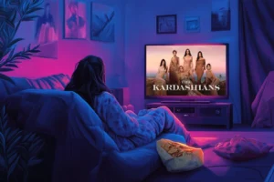 woman watching The Kardashians