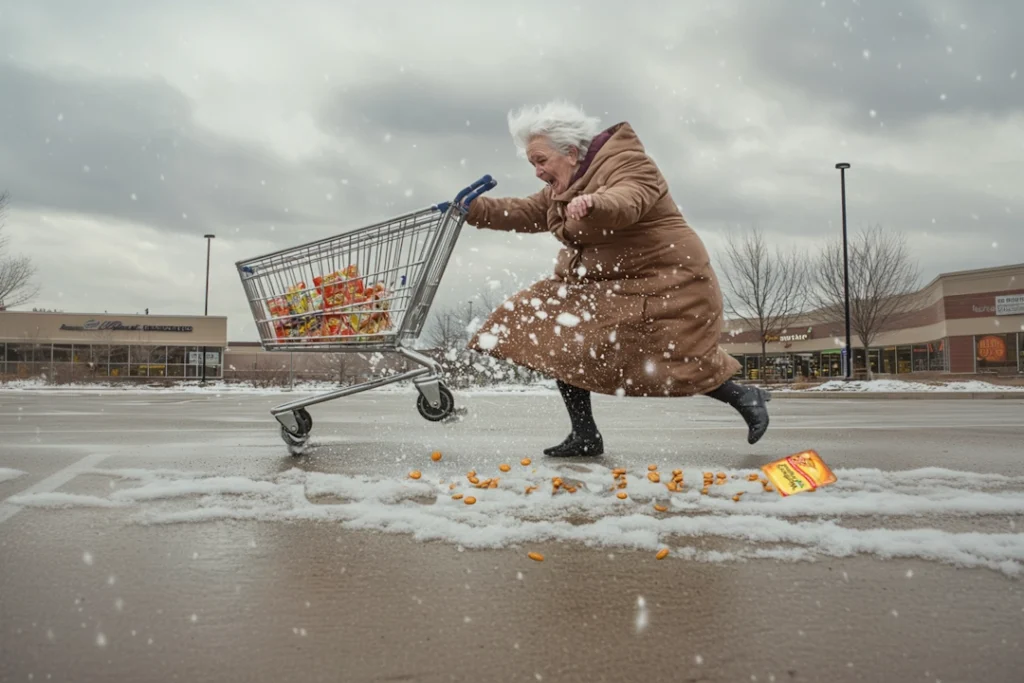 Grandma knocked over by wind losing her Werther's Originals