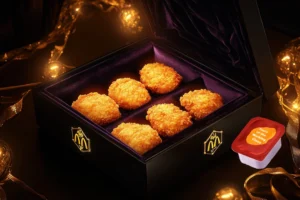 McLuxury Nuggets in velvet box with Tears of the Working Class dipping sauce