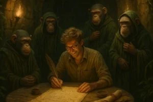 Walter Winkwink signing the Elder Accords