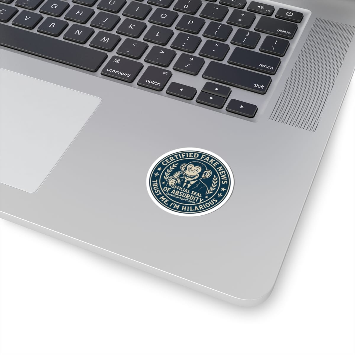 Official Seal of Absurdity | Certified Fake News Monkey Kiss-Cut Sticker for Laptops, Offices & Mischief - Image 8