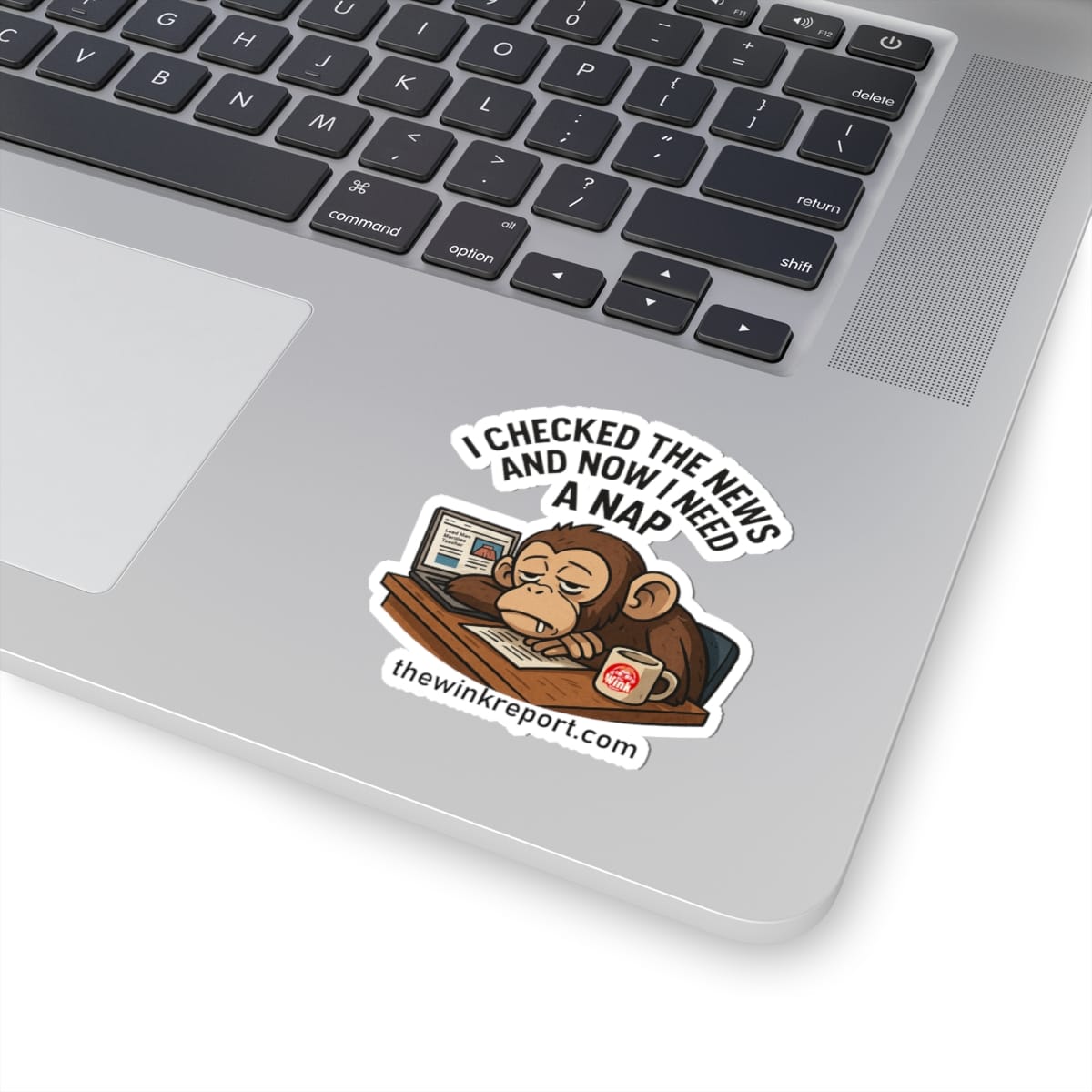 I Checked the News and Now I Need a Nap | Exhausted Monkey Sticker for Laptops, Offices & Laughs - Image 2