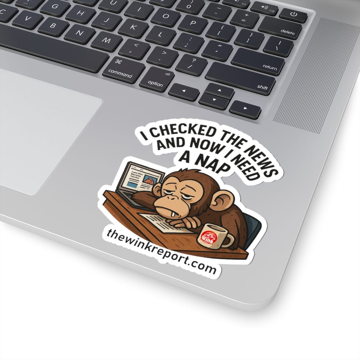 I Checked the News and Now I Need a Nap | Exhausted Monkey Sticker for Laptops, Offices & Laughs - Image 4